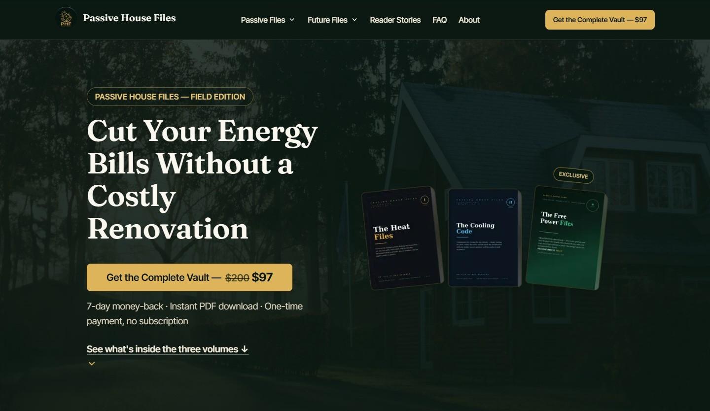 Website van Passive House Files, online gidsen voor energiezuinige woningen